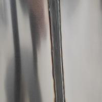 Сварной шов трубы одностенной 0,5 м для дымохода Ф450 мм из нержавейки толщиной 1 мм