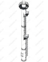 Чертеж металлической дымовой трубы диаметром 2х1300x3000 мм, высотой 25-30-35-40 м, два ствола